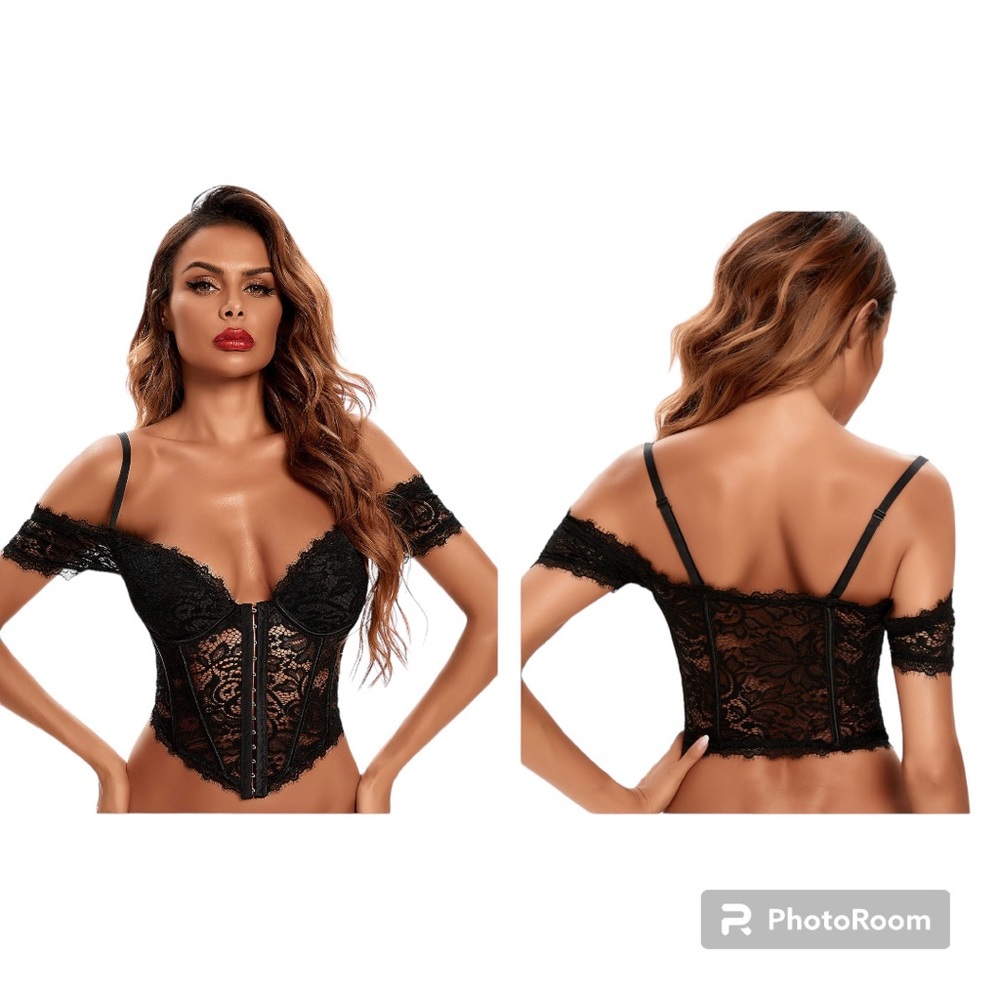 Lace black crop corset